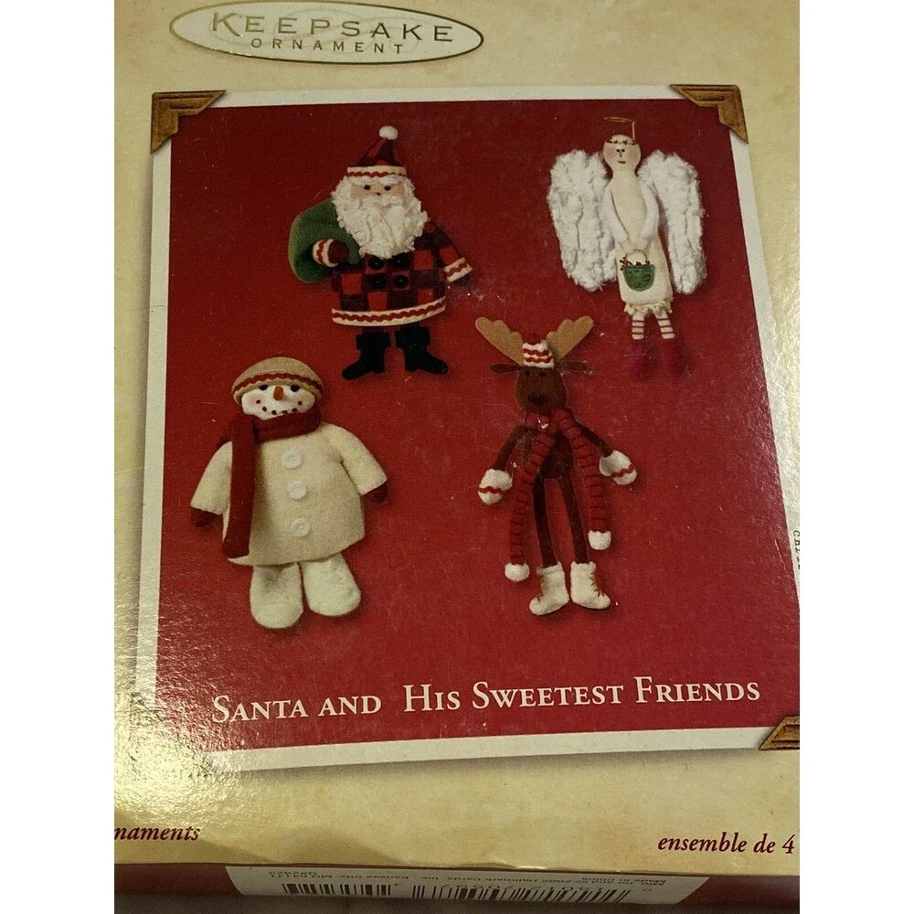 Hallmark 2002 Santa & His Sweetest Friends Ornament Set Of 4